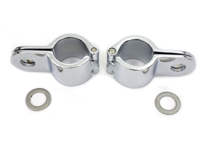 27-0673 - Chrome 1-1/8 inch Footpeg Mount Clamp Set by V-Twin