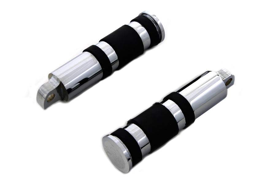 27-0726 - Chrome Banded Skull End Footpeg Set by Wyatt Gatling