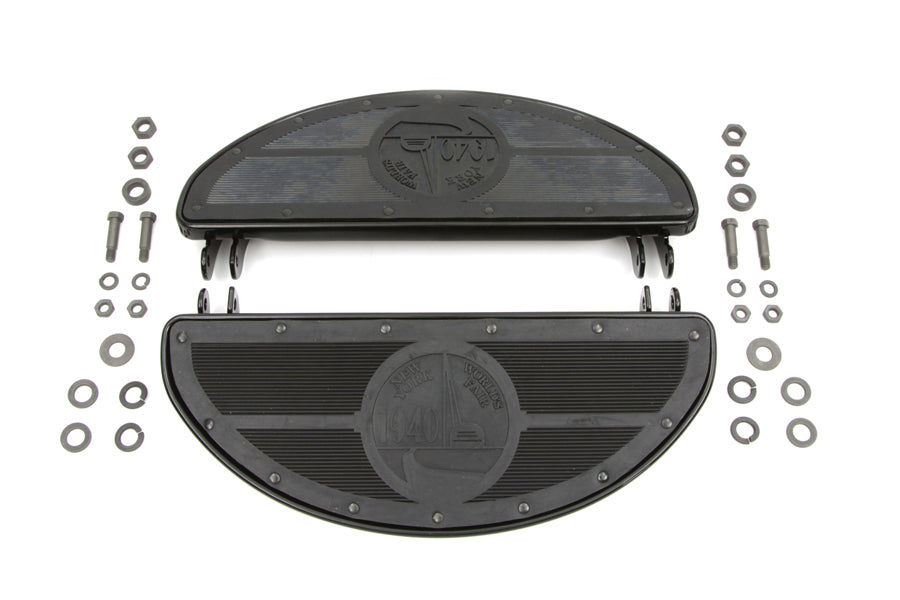 27-0869 - World's Fair Style Half Moon Footboard Set Black by V-Twin