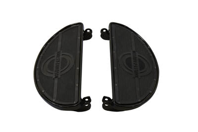 27-0916 - Replica Driver Gloss Black Footboard Set with Logo by V-Twin