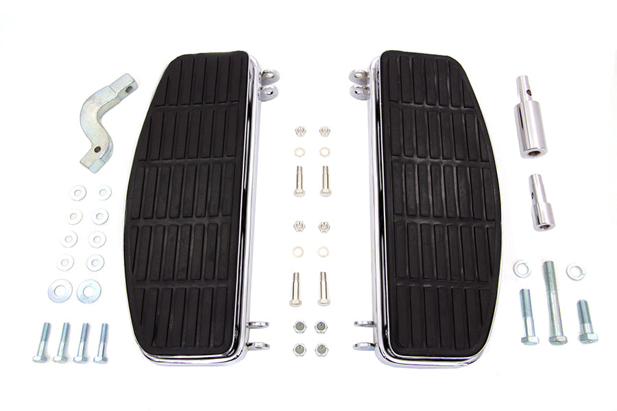 27-0918 - Driver 'D' Shape Footboard Set Chrome by V-Twin