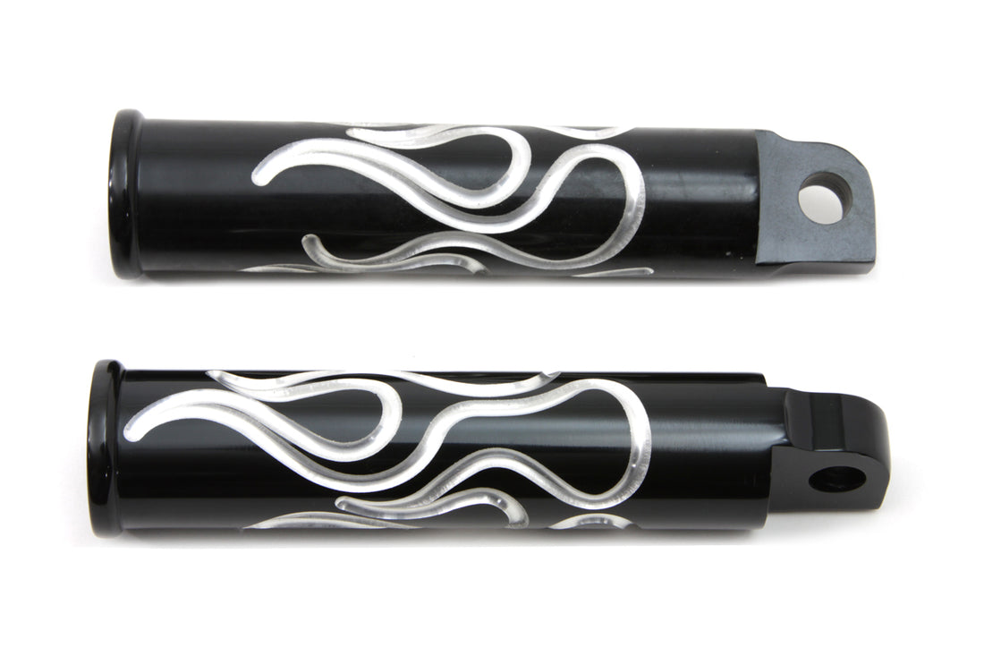 27-1063 - Black Flame Style Footpeg Set by Wyatt Gatling