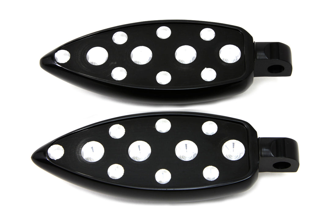 27-1065 - Black Teardrop Style Footpeg Set by Wyatt Gatling