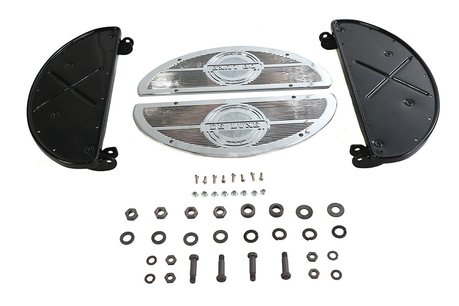 27-1240 - Black Driver Half Moon Deluxe Footboard Set by V-Twin