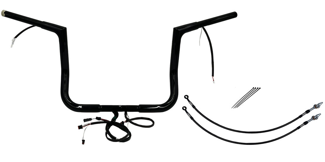 FAT BAGGERS INC. Handlebar Kit - Flat Top - 12" - Black 702212-B