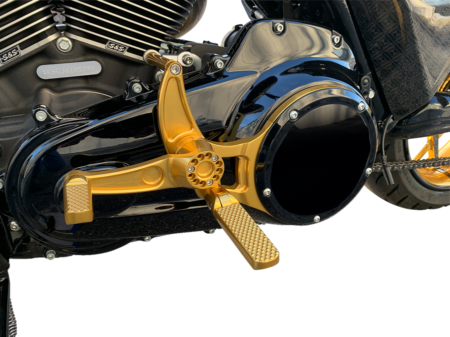 HAWG HALTERS Mid Control Conversion Kit - Gold - Knurled Pegs - FLH/FLT MCK-FH16GS-FK