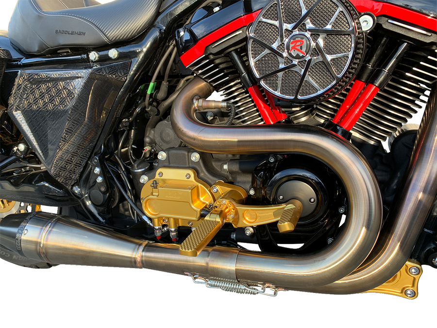 HAWG HALTERS Mid Control Conversion Kit - Gold - Knurled Pegs - FLH/FLT MCK-FH16GS-FK