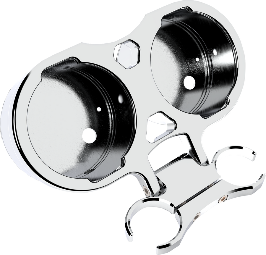 LA CHOPPERS T-Bar Gauge Mount - Dual - Chrome - 1.50" Diameter LA-7398-22C