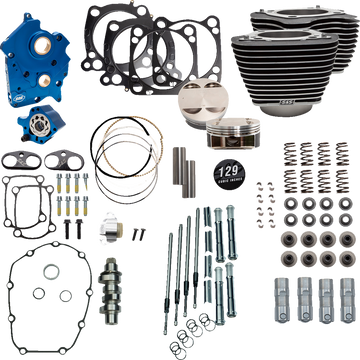 S&S CYCLE 129" Power Package Engine Performance Kit - Chain Drive - Oil Cooled - Highlighted Fins - M8 310-1223