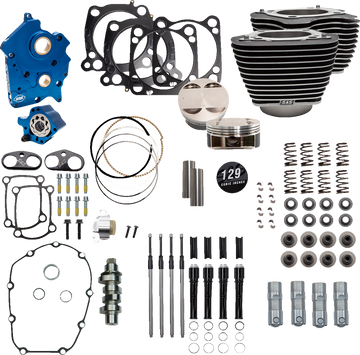 S&S CYCLE 129" Power Package Engine Performance Kit - Chain Drive - Oil Cooled - Highlighted Fins - M8 310-1225