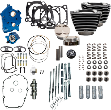 S&S CYCLE 132" Power Package Engine Performance Kit - Chain Drive - Water Cooled - Highlighted Fins - M8 310-1235