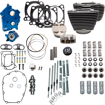 S&S CYCLE 132" Power Package Engine Performance Kit - Chain Drive - Oil Cooled - Highlighted Fins - M8 310-1231