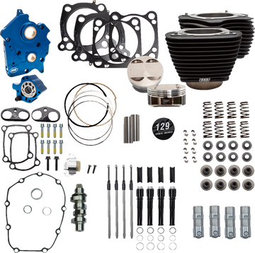 S&S CYCLE 129" Power Package Engine Performance Kit - Chain Drive - Oil Cooled - Non-Highlighted Fins - M8 310-1226