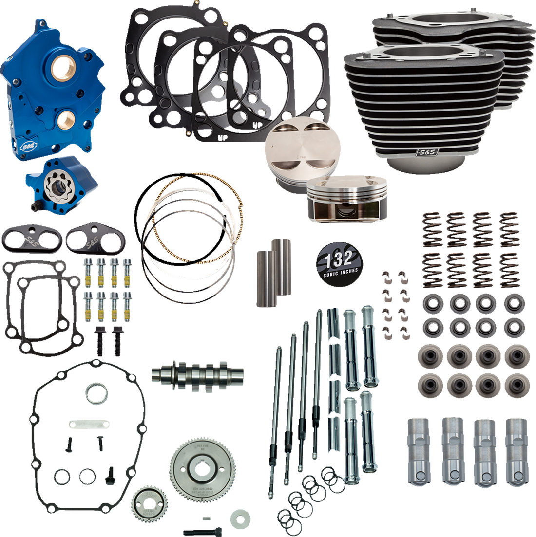 S&S CYCLE 132" Power Package Engine Performance Kit - Gear Drive - Water Cooled - Highlighted Fins - M8 310-1230