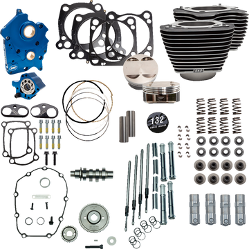 S&S CYCLE 132" Power Package Engine Performance Kit - Gear Drive - Water Cooled - Highlighted Fins - M8 310-1230