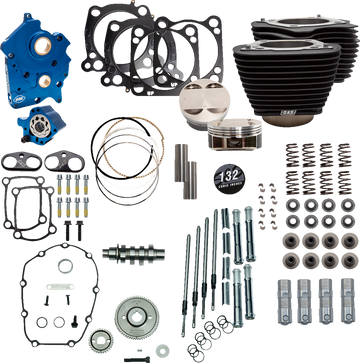 S&S CYCLE 132" Power Package Engine Performance Kit - Gear Drive - Oil Cooled - Non-Highlighted Fins - M8 310-1234