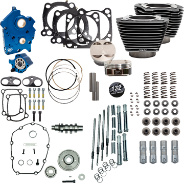 S&S CYCLE 132" Power Package Engine Performance Kit - Gear Drive - Water Cooled - Highlighted Fins - M8 310-1236