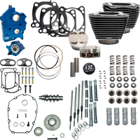 S&S CYCLE 132" Power Package Engine Performance Kit - Chain Drive - Oil Cooled - Highlighted Fins - M8 310-1238