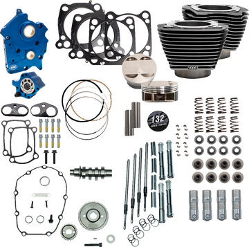 S&S CYCLE 132" Power Package Engine Performance Kit - Chain Drive - Oil Cooled - Highlighted Fins - M8 310-1238