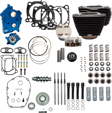 S&S CYCLE 129" Power Package Engine Performance Kit - Gear Drive - Oil Cooled - Non-Highlighted Fins - M8 310-1228