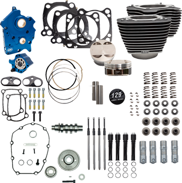 S&S CYCLE 129" Power Package Engine Performance Kit - Gear Drive - Oil Cooled - Highlighted Fins - M8 310-1227