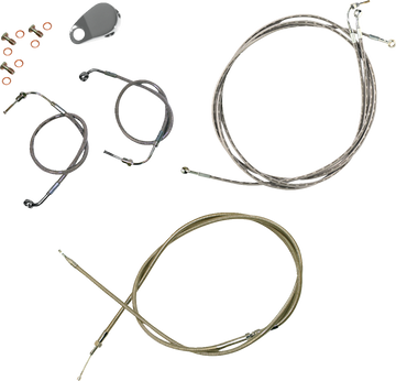 LA CHOPPERS Handlebar Cable/Brake Line Kit - Quick Connect - 15" - 17" Ape Hanger Handlebars - Stainless Steel LA-8157KT-16