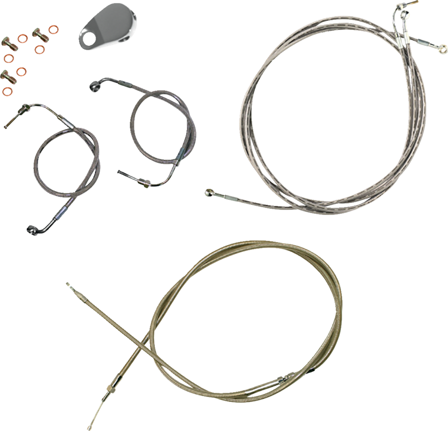 LA CHOPPERS Handlebar Cable/Brake Line Kit - Quick Connect - 15" - 17" Ape Hanger Handlebars - Stainless Steel LA-8157KT-16