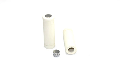 28-0114 - White Stock Style Grip Set with Chrome Plugs by Wyatt Gatling