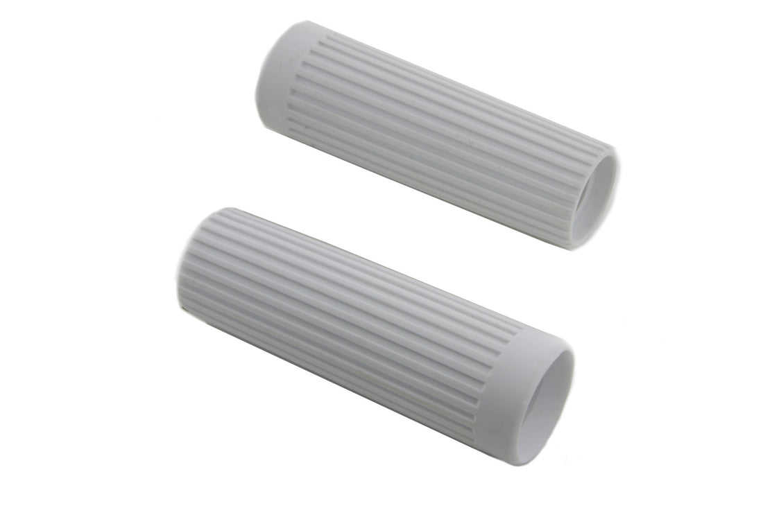 28-0119 - Replica Rib Style White Grip Set by V-Twin