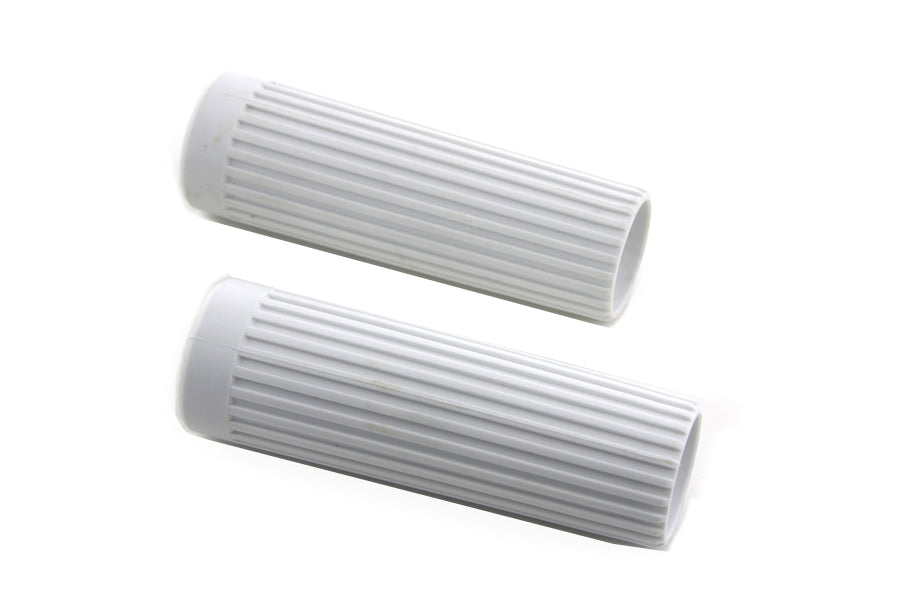 28-0119 - Replica Rib Style White Grip Set by V-Twin