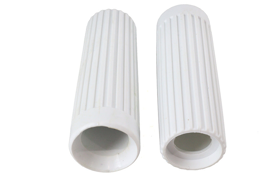 28-0166 - Replica Rib Style Grip Set White by V-Twin
