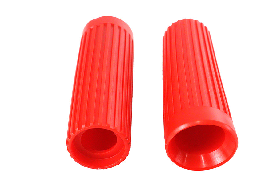 28-0167 - Replica Rib Style Grip Set Red by V-Twin