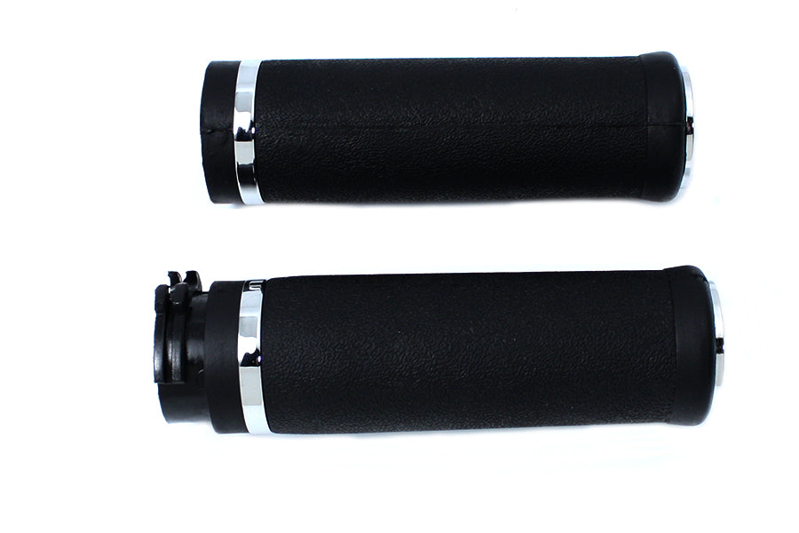 28-0206 - Black Grip Set with Chrome End Caps by Wyatt Gatling
