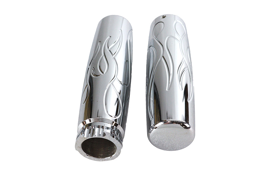 28-0326 - Billet Flame Style Grip Set by V-Twin