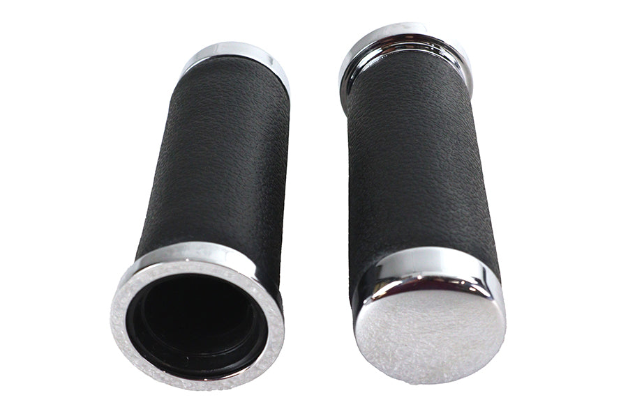 28-0445 - Pebble Style Grip Set with Chrome End Caps by V-Twin