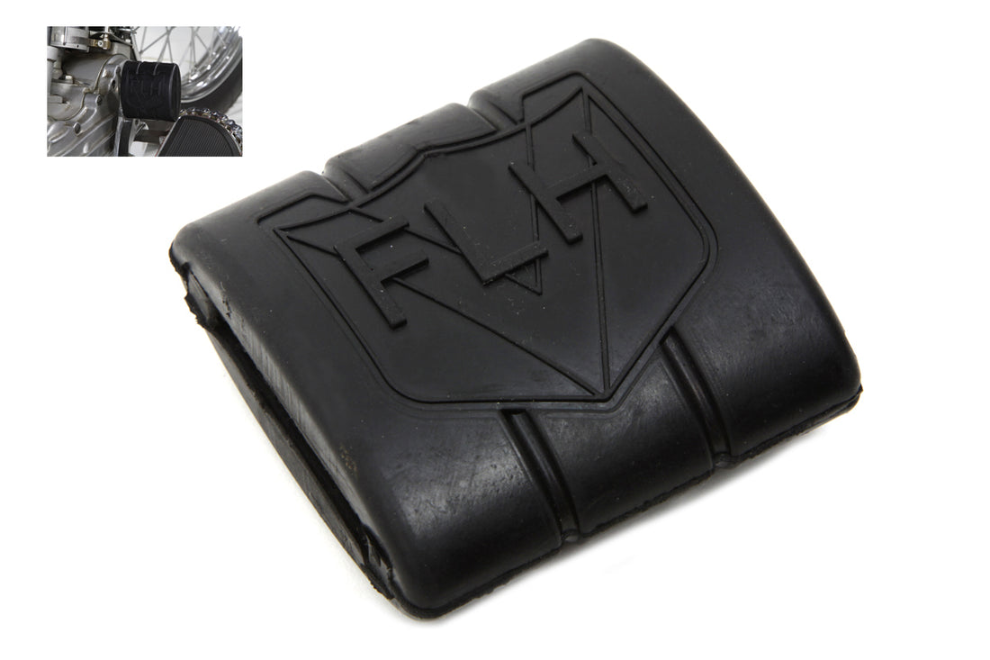28-0457 - Black Rubber Brake Pedal Pad With FLH Logo by V-Twin