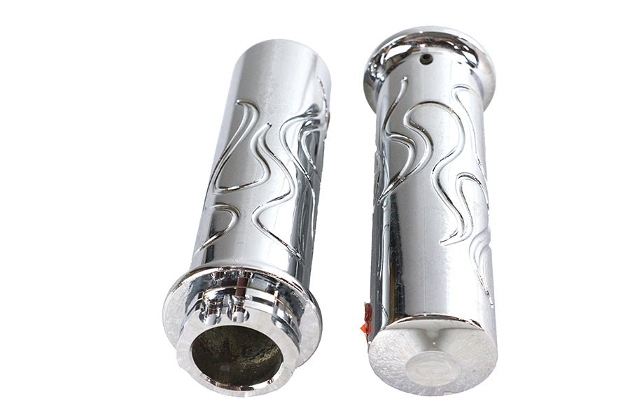 28-0845 - Billet Flanged Flame Style Grip Set by Wyatt Gatling