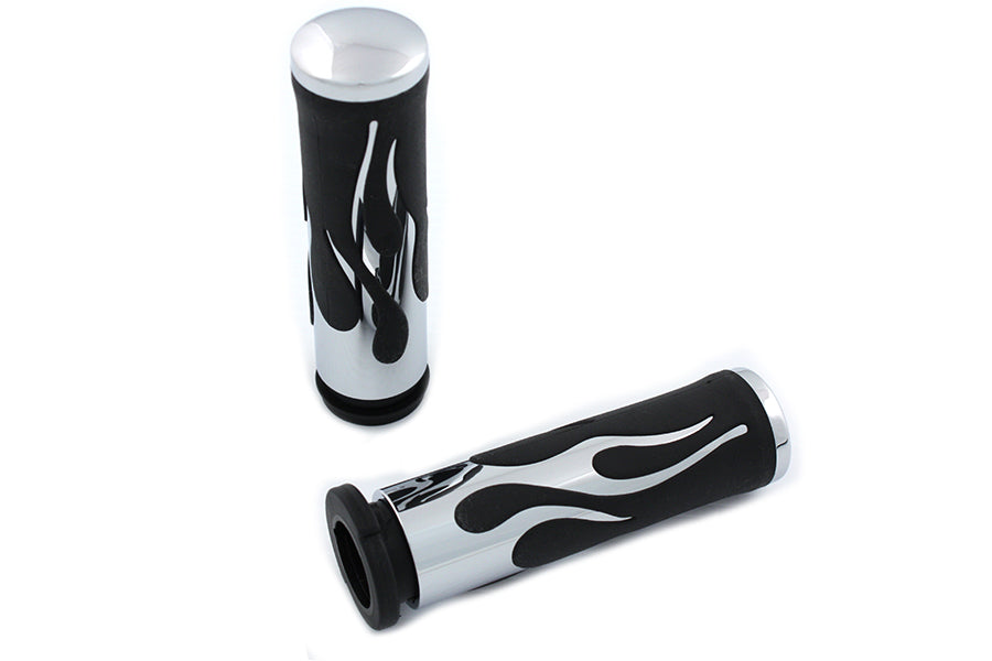 28-0857 - Throttle By Wire Flame Style Grip Set by V-Twin