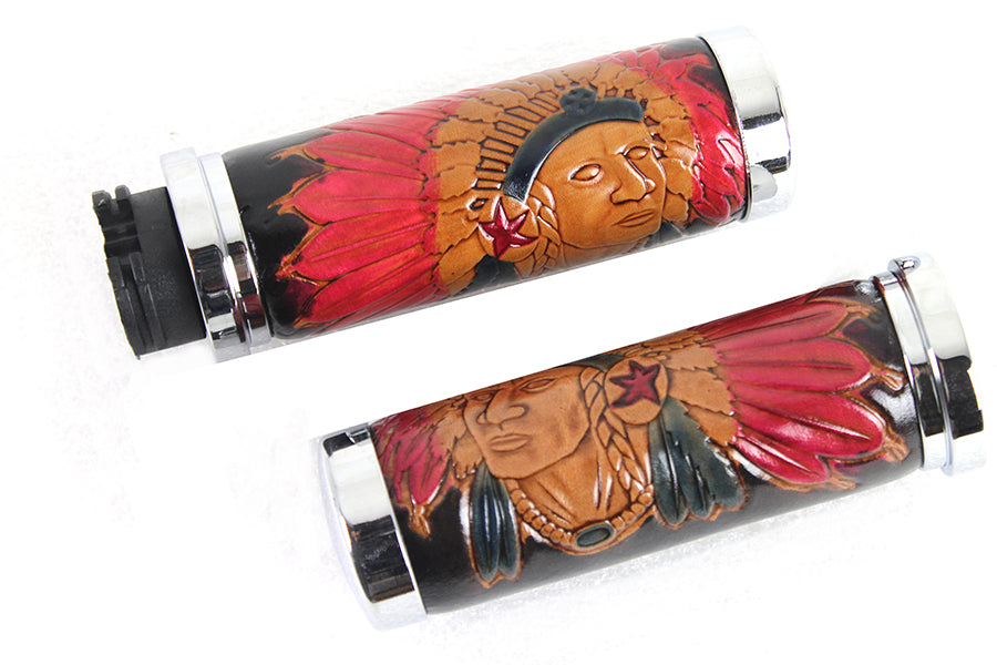 28-0889 - Indian Grip Set with Chrome Ends by V-Twin