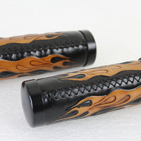 28-0892 - Amber Flame Style Throttle By Wire Grip Set with Black Ends by V-Twin