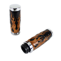 28-0899 - Amber Flame Style Throttle By Wire Grip Set with Chrome Ends by V-Twin