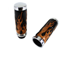 28-0899 - Amber Flame Style Throttle By Wire Grip Set with Chrome Ends by V-Twin