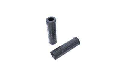 28-1985 - Replica Black Waffle Handlebar Grip Set with Plug Hole by V-Twin