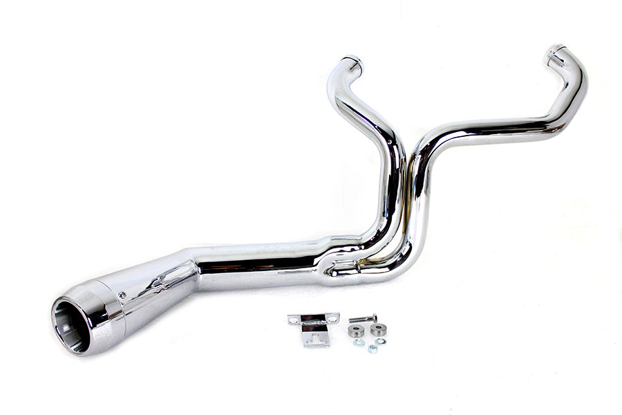 29-0026 - FLT Offset Megaphone 2:1 1-3/4  Exhaust Chrome with Chrome by V-Twin