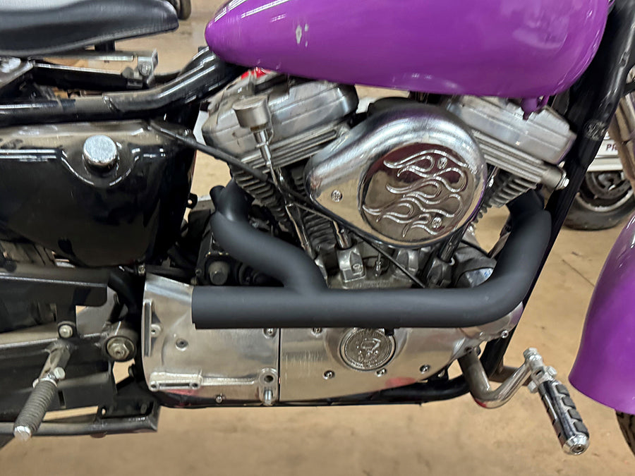 29-0207 - 2:1 Siamese Exhaust Header Set Black by V-Twin