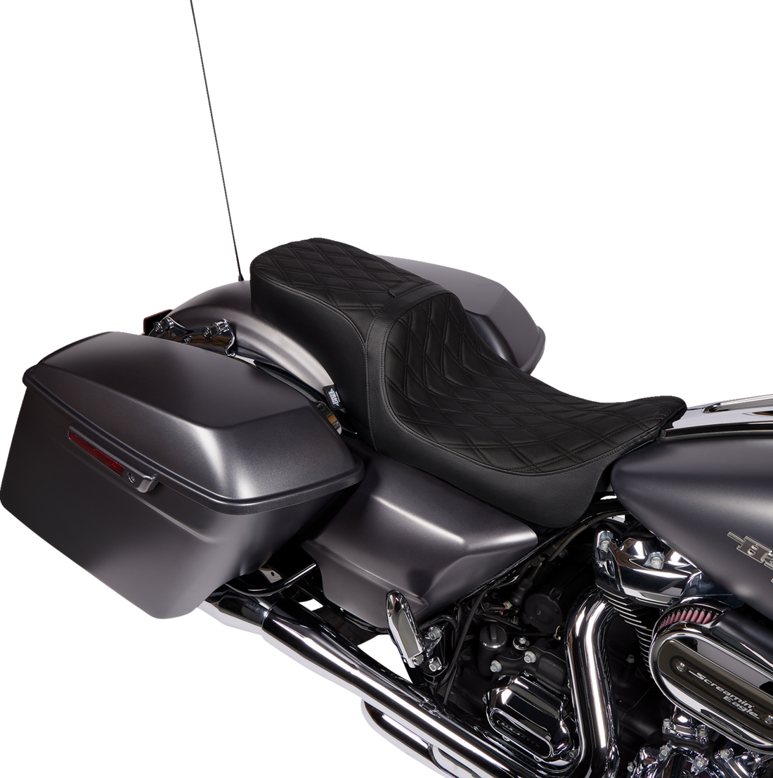 DRAG SPECIALTIES SEATS Predator 2-Up Seat - Vinyl - Double Diamond - w/o Backrest - FLH/FLTR '08-'23 0801-1500