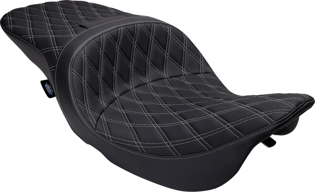 DRAG SPECIALTIES SEATS Freedom Seat - Vinyl - Double Diamond Silver Stitch - FLH '97-'07 08011506-4676C