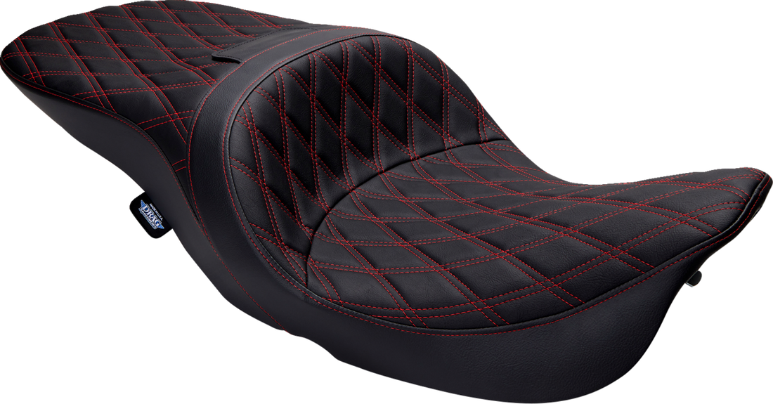 DRAG SPECIALTIES SEATS Freedom Seat - Vinyl - Double Diamond Red Stitch - FLH '97-'07 08011507-4676D