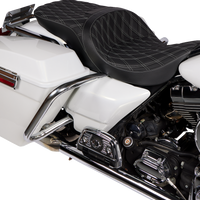 DRAG SPECIALTIES SEATS Freedom Seat - Vinyl - Double Diamond Silver Stitch - FLH '97-'07 08011506-4676C