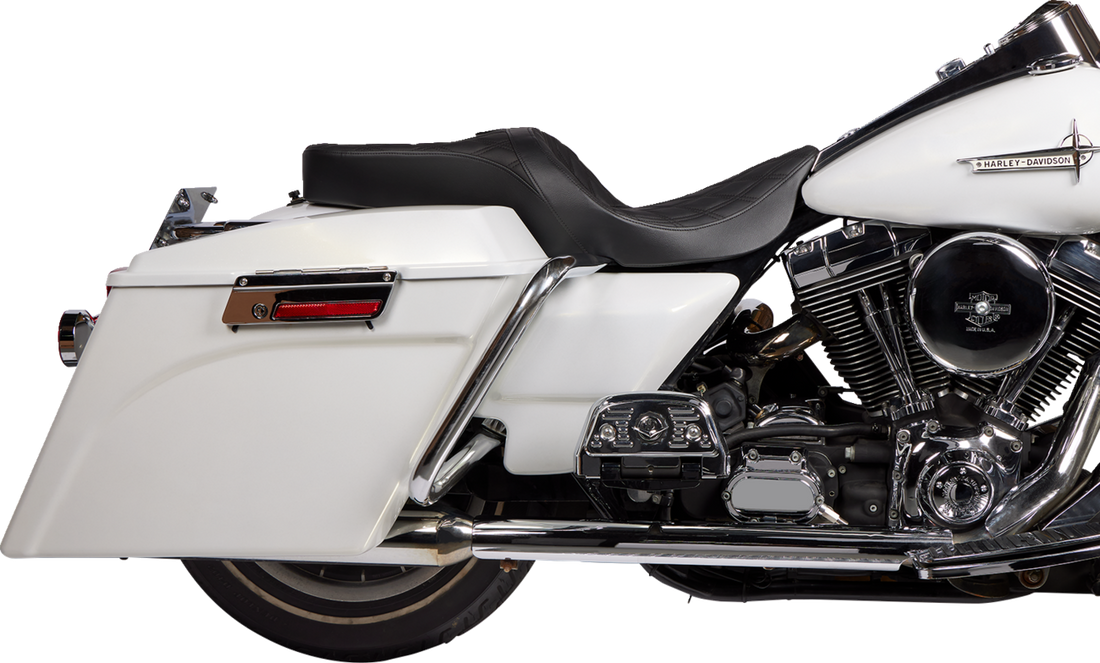 DRAG SPECIALTIES SEATS Freedom Seat - Vinyl - Double Diamond Black Stitch - FLH '97-'07 08011504-4676B
